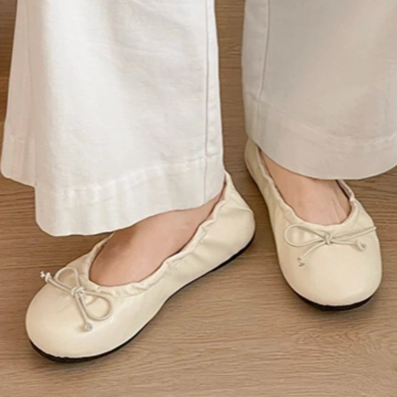 Women's Round Closed Toe Solid Comfortable Single Shoes Spring Autumn Zpaxo