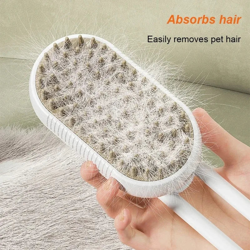 3 in 1 Pet Electric Steam Brush Cat and Dog Cleaning Spray Massage Grooming Comb Retractable Handle Pet Hair Removal BeautyBrush Zpaxo
