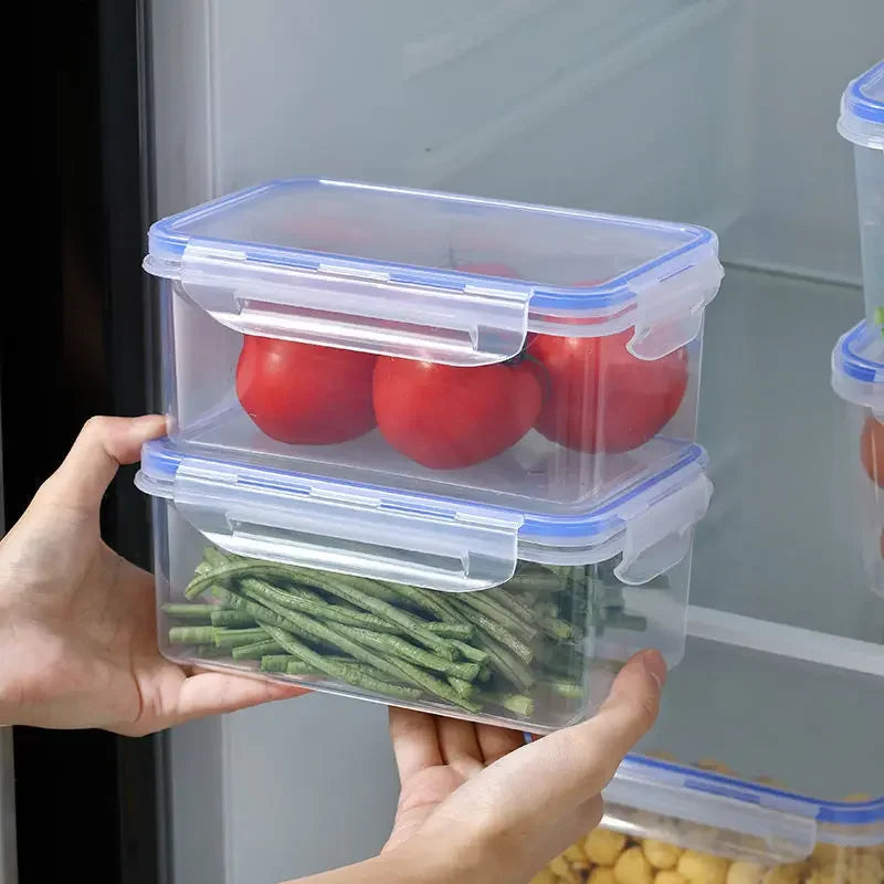 Kitchen Refrigerator Sealed Rectangular Refrigerator Storage Box with Lid Plastic Crisper Microwave-heated Lunch Box Storage Box Zpaxo