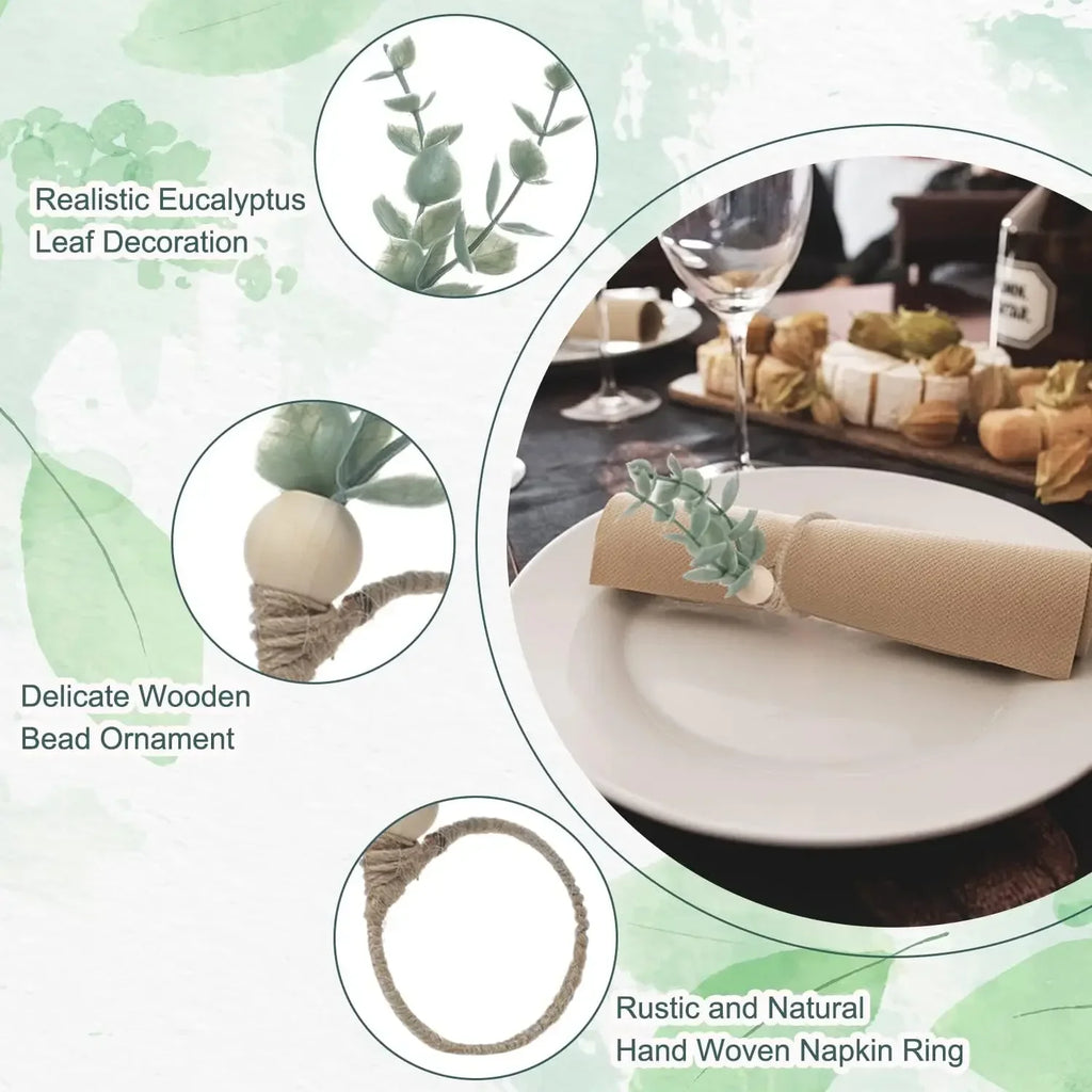 Eucalyptus Leaf Napkin Ring Hotel Western Restaurant Banquet Table