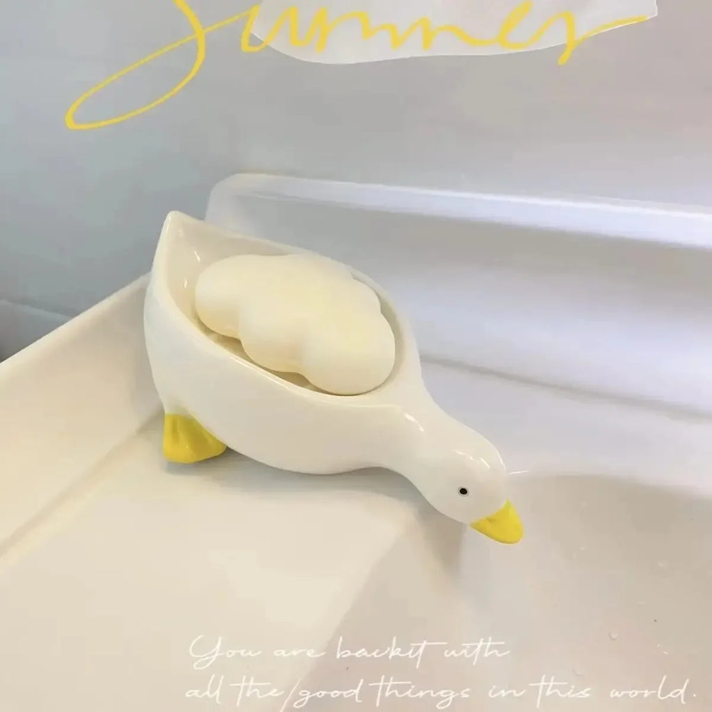 Cute Duck Soap Dish – Self-Draining Plastic Soap Holder Soap Dish Zpaxo