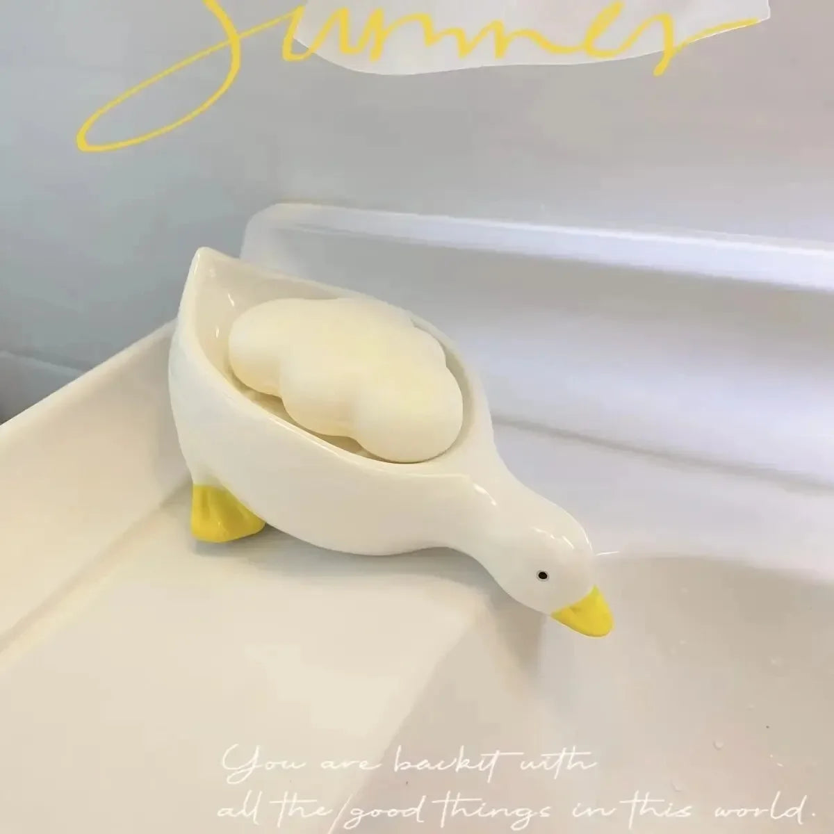 Cute Duck Soap Dish – Self-Draining Plastic Soap Holder Soap Dish Zpaxo