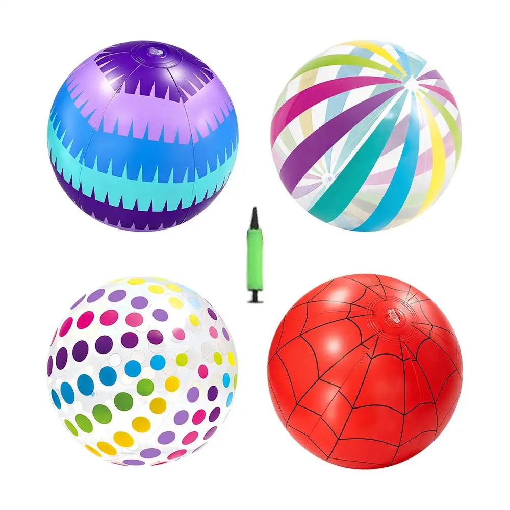 Inflatable Beach Ball Air Pump Colorful Pool Toys Kids Adults Sand