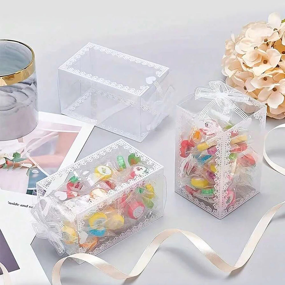 10Pcs Transparent PVC Box Plastic Candy Favor Gift Packaging Boxes for Wedding Birthday Party Christmas Gift Wrapping Zpaxo