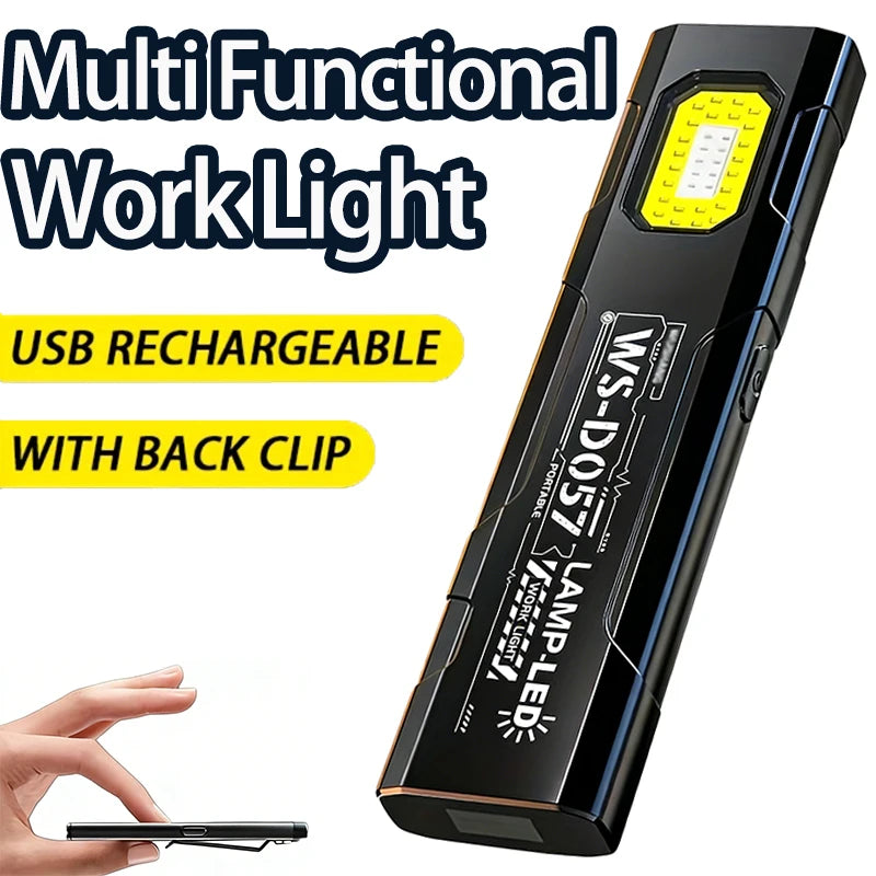 LED COB Keychain Flashlight 5-Mode Type-C Rechargeable Magnet