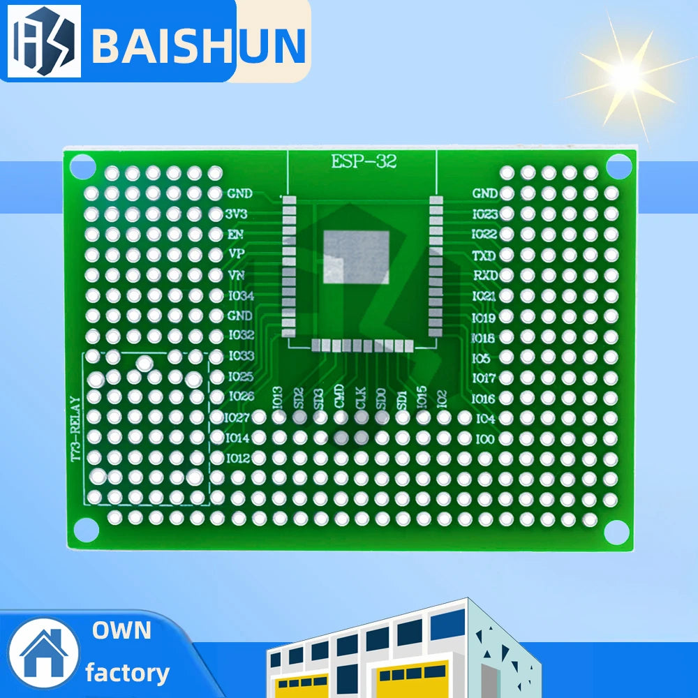 50x70mm Double Sided Protoshield Universal Perf Board Compatible with ESP8266 ESP32 Circuit Wiring Zpaxo