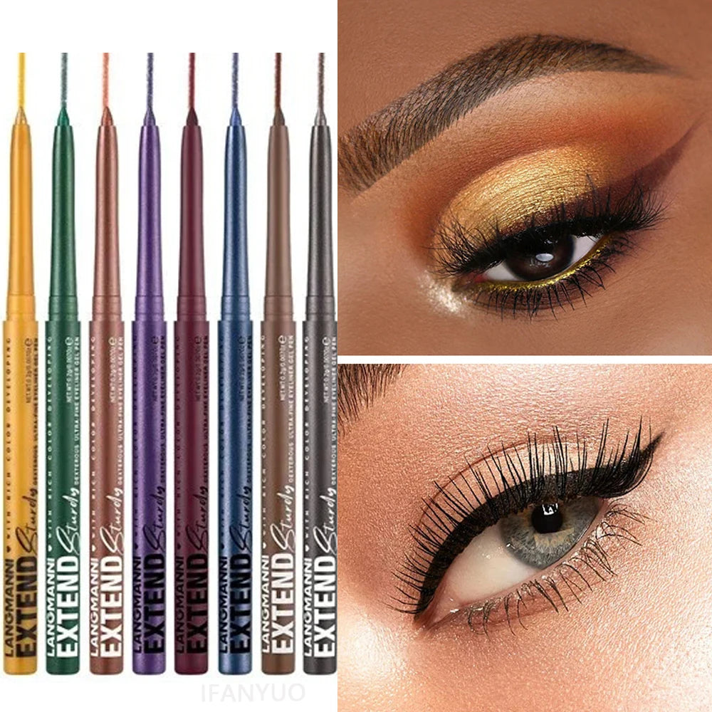 12-Color Waterproof Eyeliner Gel Pencil Long-lasting Makeup Smokey