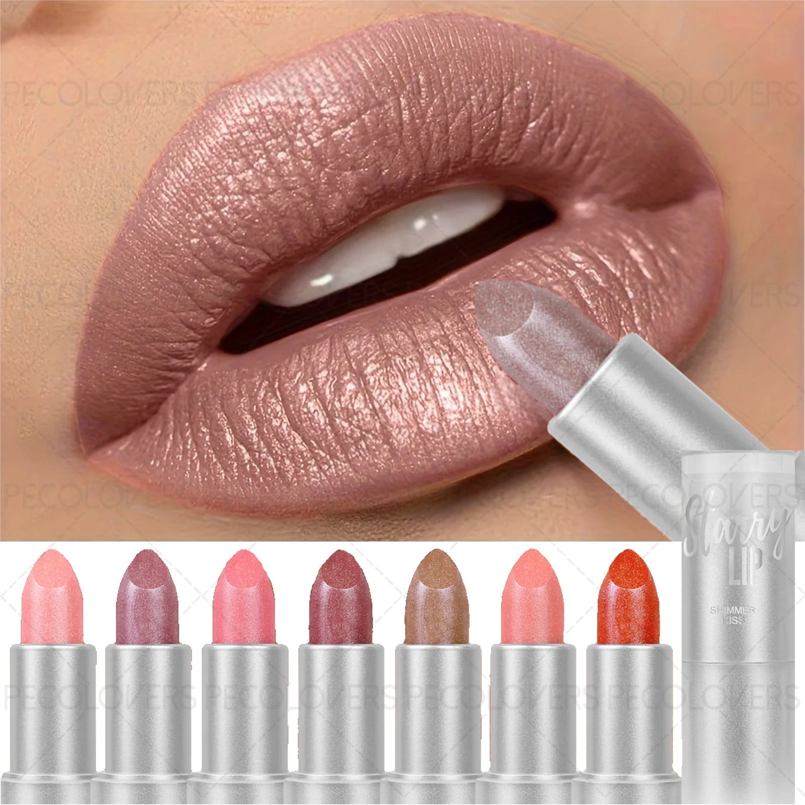 1pc Sparkling Pearlescent Lipstick, Moisturizing & Long-Lasting, Shimmering Glitter Finish, Pink Tone, Ideal for Music Festivals Zpaxo