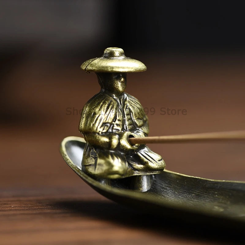 Creative Incense Holder Aromatherapy Ornament Incense Holder Boat Old Men Fishing Japanese Style Incense Stick Burner Home Decor Zpaxo