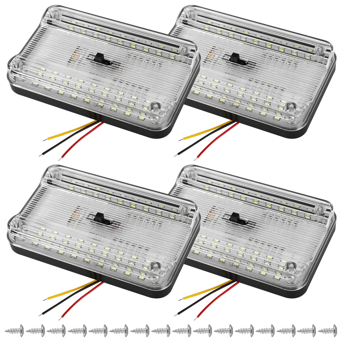 36 LED Car White Rectangular Lights 12V Vehicle Ceiling LED Lighting Lamp Auto Dome Reading Light with On/Off Switch Trunk Lamp Zpaxo 4pcs One pretend
