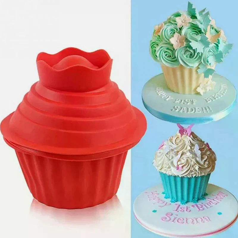 3 PCS Big Top Cupcake Silicone Mould,High Quality Silicone Giant Cupcake Mold,Heat Resistant Bake Tools Baking Maker Zpaxo