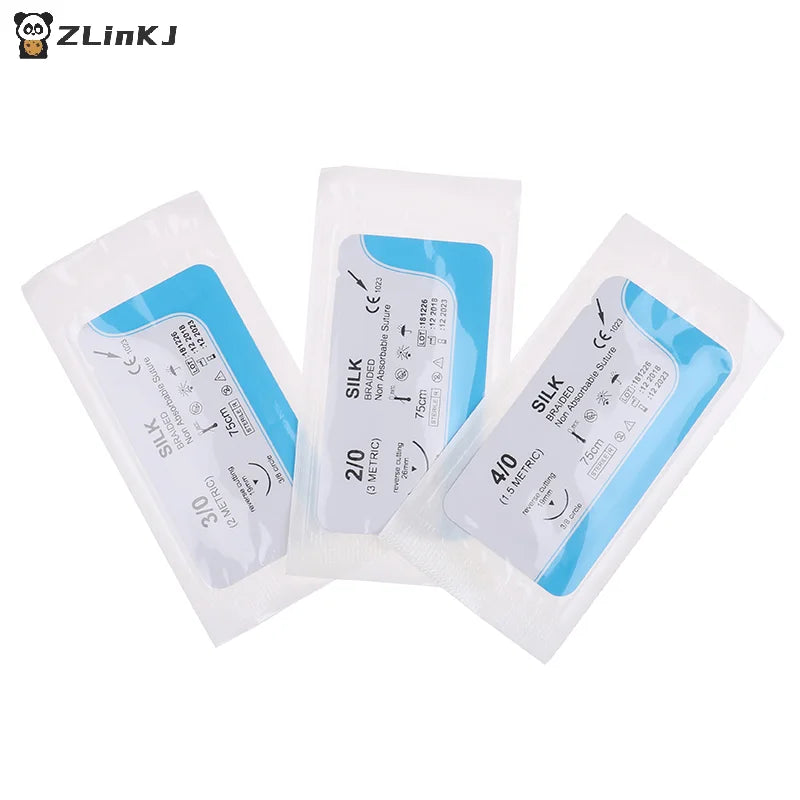 ▶12PCS 2.0/3.0/4.0 Dental Surgical Needle Silk Thread Suture Surgical Practice Kit Zpaxo
