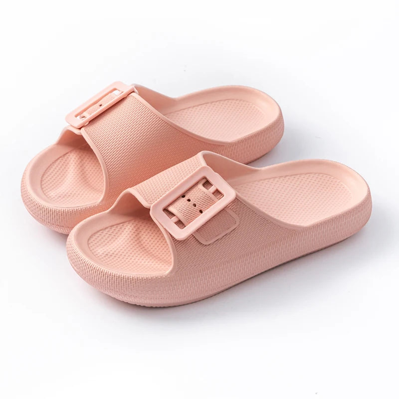 Women's Thick Sole Flip Flops Summer Outdoor Sandals Lightweight EVA Zpaxo Pink 36-37