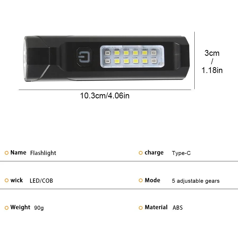 IR Strong Light Flashlight Portable Pen Clip Magnetic Torch Zpaxo