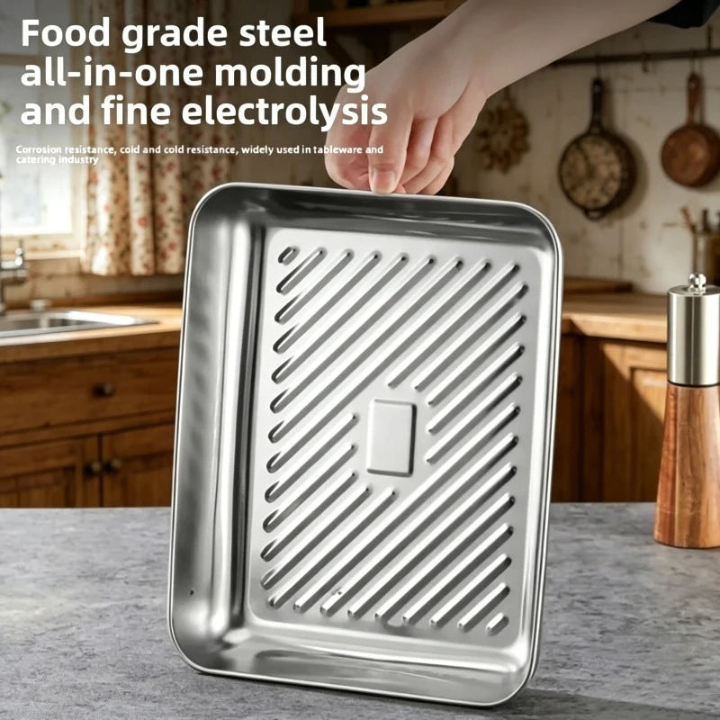 Stainless Baking Trays 2 Lids Non-stick Easy-clean Perfect Roasting