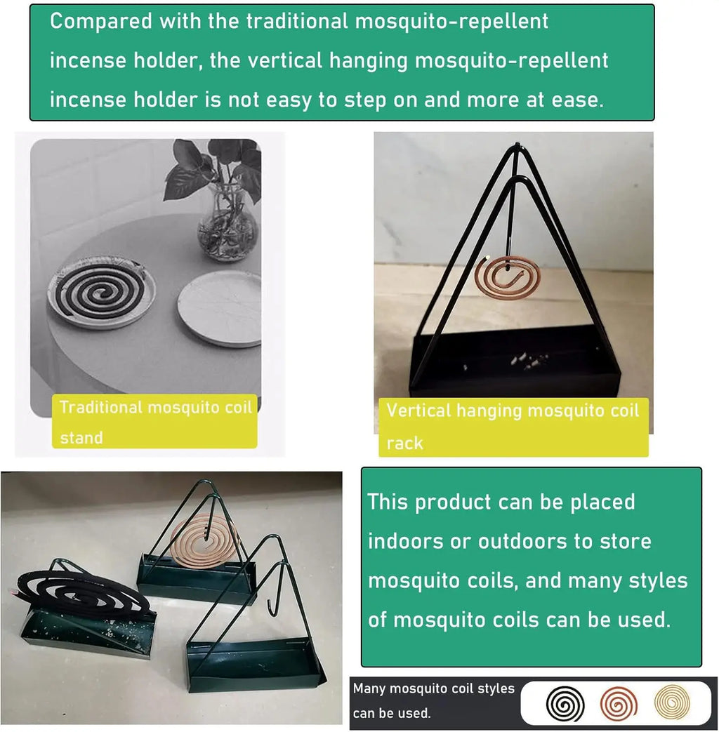 Metal Mosquito Coil Holder & Incense Burner with Ash Tray