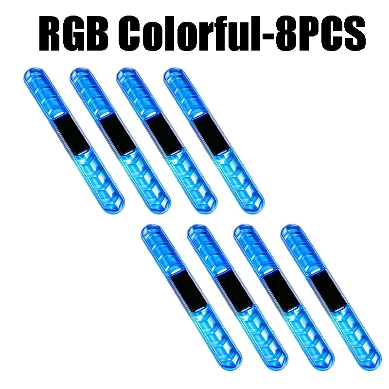 Solar Car Door Edge Guard Warning Light Colorful LED Flashing Strip Zpaxo RGB Colorful-8PCS