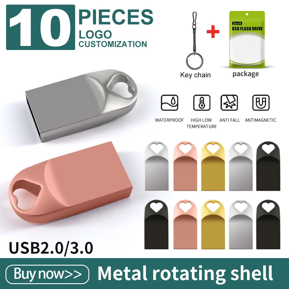 Zsuit New 10PCS Mini Pen Drive 8GB 64G 32GB Usb Flash Drive 128G Waterproof Pendrive Usb Stick U Disk Gift Free Logo Flash USB Zpaxo