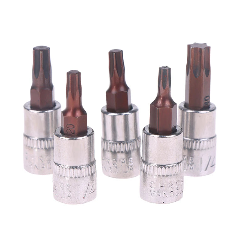 5Pcs Torx Screwdriver Bits 1/4 Inch Drive Socket Head Tools T15 T20 T25 T30 T40 Socket Wrench Adapter Hand Tools Zpaxo 5Pcs