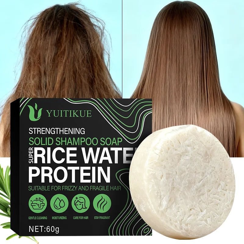 YUITIKUE Rice Protein Shampoo Bar – Frizzy & Fragile Hair 60g Solid Shampoo Bar Zpaxo