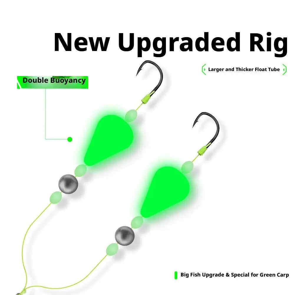 Double Hook Carp Hair Rigs – Glow Night Float | Ready Made Carp Fishing Rig Zpaxo