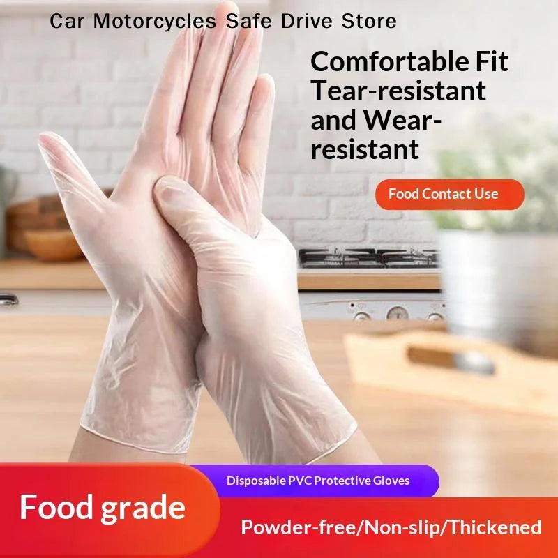 100 Disposable PVC Gloves Transparent Thickened Plastic Household