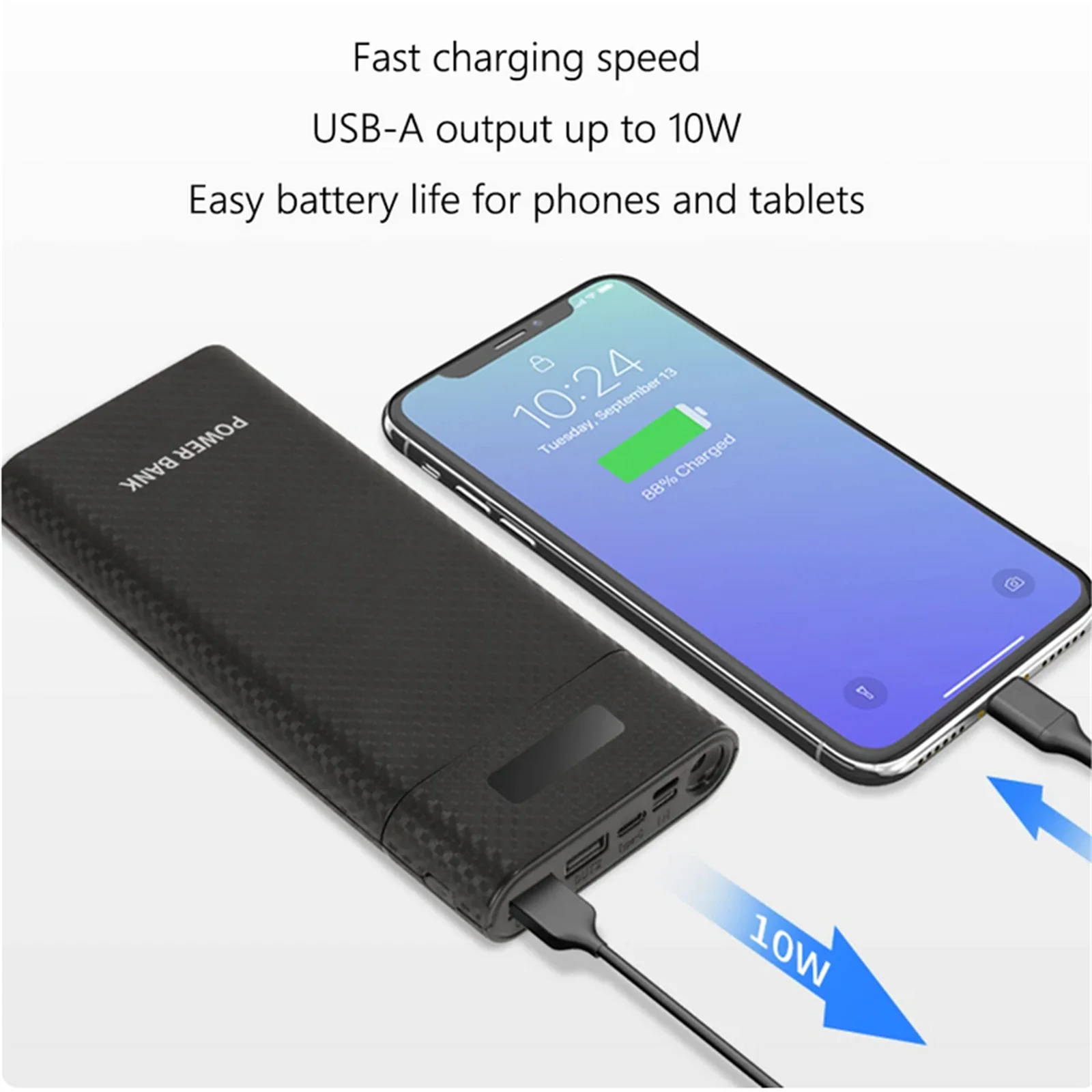 8 18650 Battery DIY Power Bank Case Charge Storage Box 5V Dual USB C