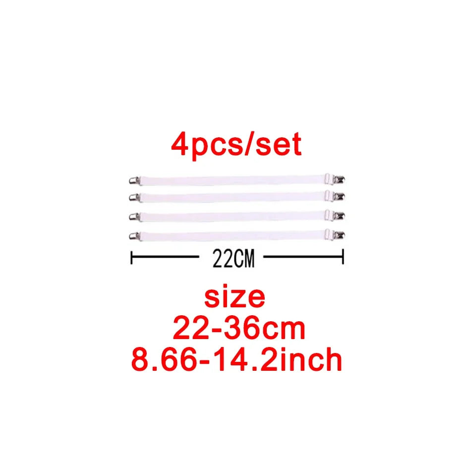 4pcs/set Elastic Bed Sheet Strip Fastener Bed Sheet Grippers Belt Adjustable Mattress Cover Blankets Holder Bed Sheet Set Zpaxo 22cm-white