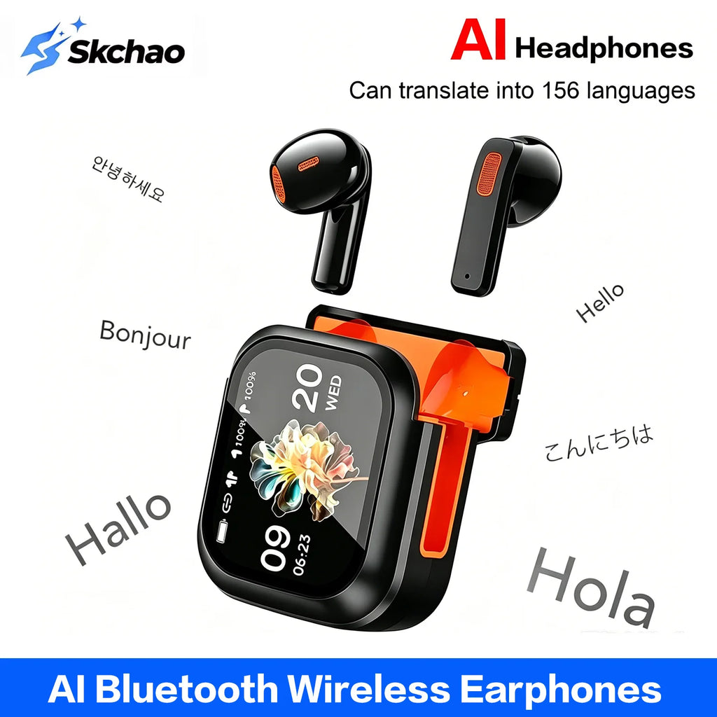 NE20 AI Instant Translation Wireless Earbuds Bluetooth 6.0 Headphones IPX4 Waterproof Long Endurance Battery Life Touch Screen Zpaxo