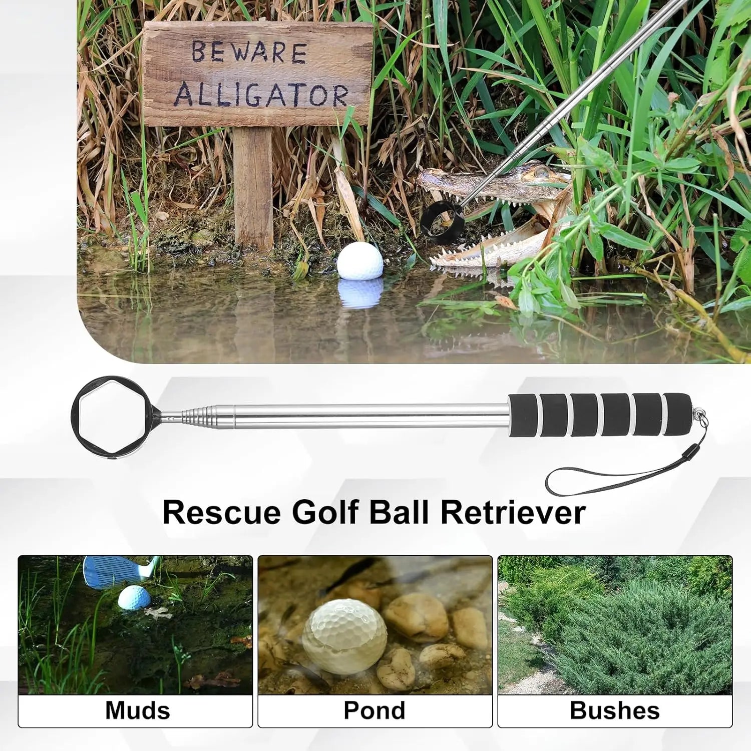 Telescopic Golf Ball Retriever – Extendable Aluminum Shaft