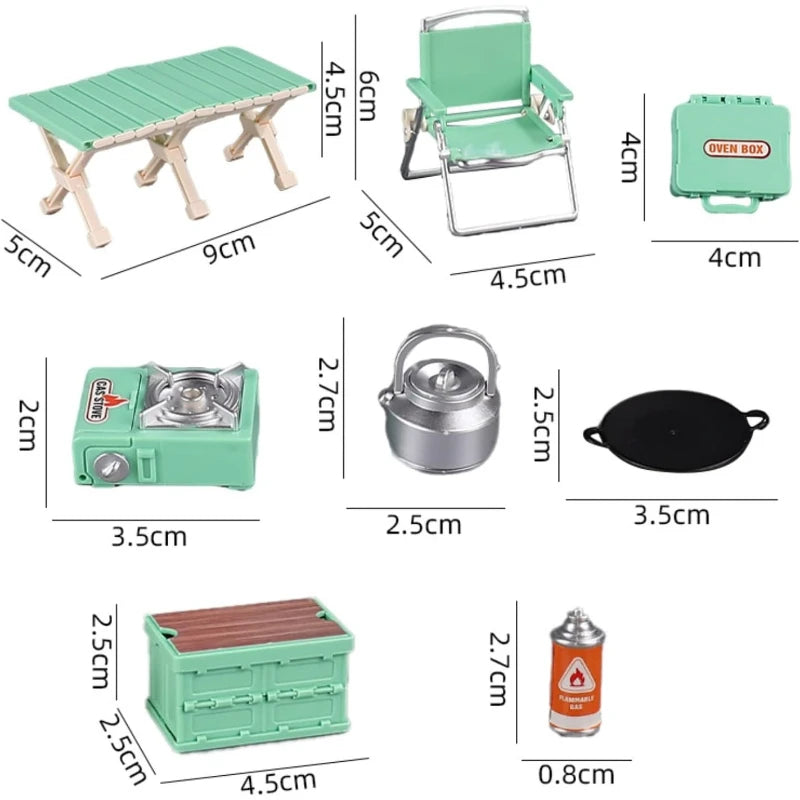 Realistic Miniature Camping Picnic Furniture Doll House Portable