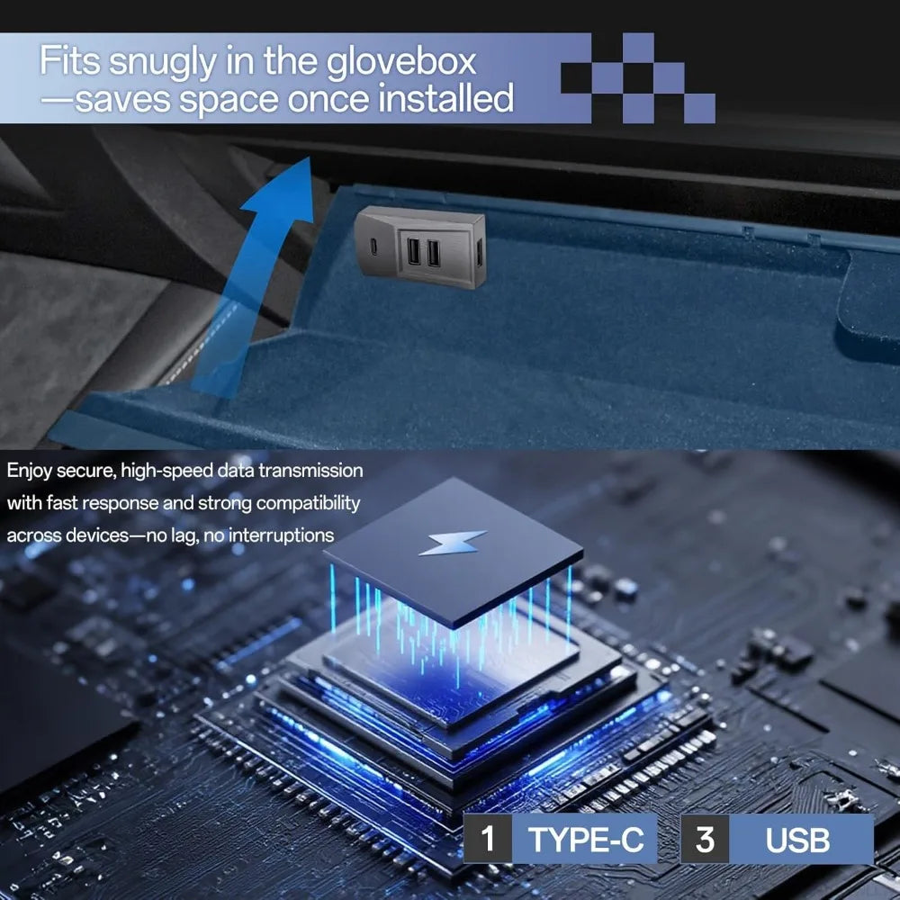 Tesla Model Y Juniper & Model 3 Highland Glovebox USB Hub
