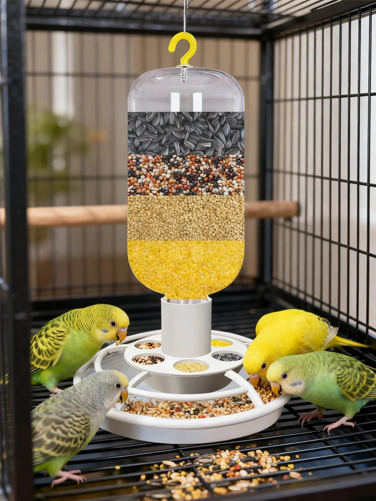 Automatic Bird Feeder Anti-scatter Parrot Food Dispenser Cage Hanging