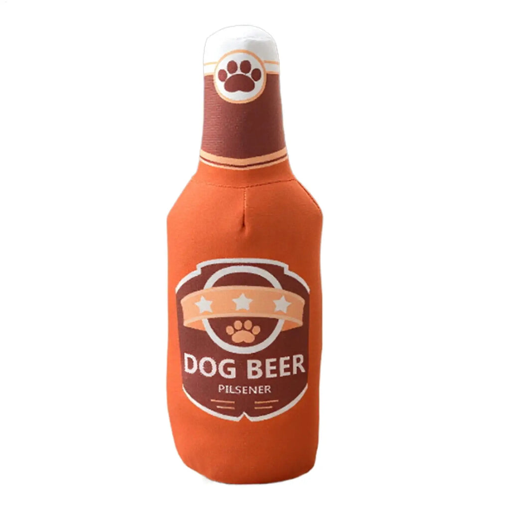 Beer Bottle Squeaky Plush Dog Toy – Interactive Chew Toy Squeaky Dog Toy Zpaxo