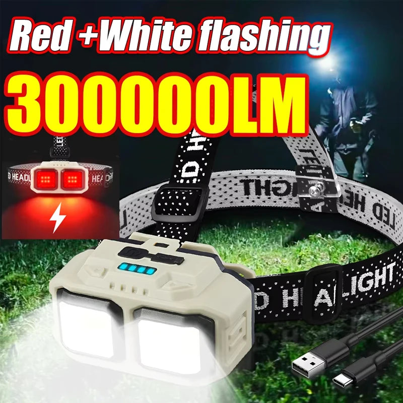 Bright LED Induction Headlamp USB Rechargeable Flashlight Headlight Zpaxo