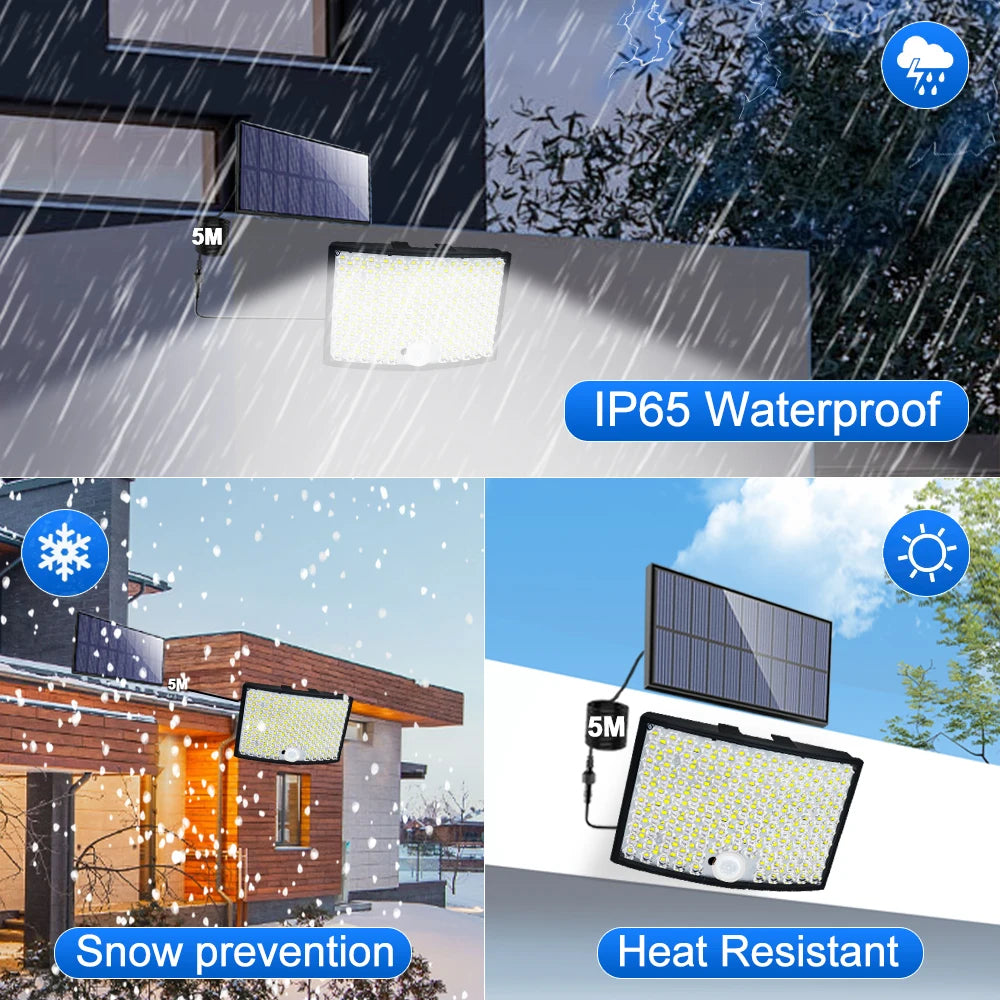 268LED Solar Powered Lights IP65 Waterproof 5 Modes Solar Motion Sensor Flood Lights For Garden Pathway Lighting Zpaxo