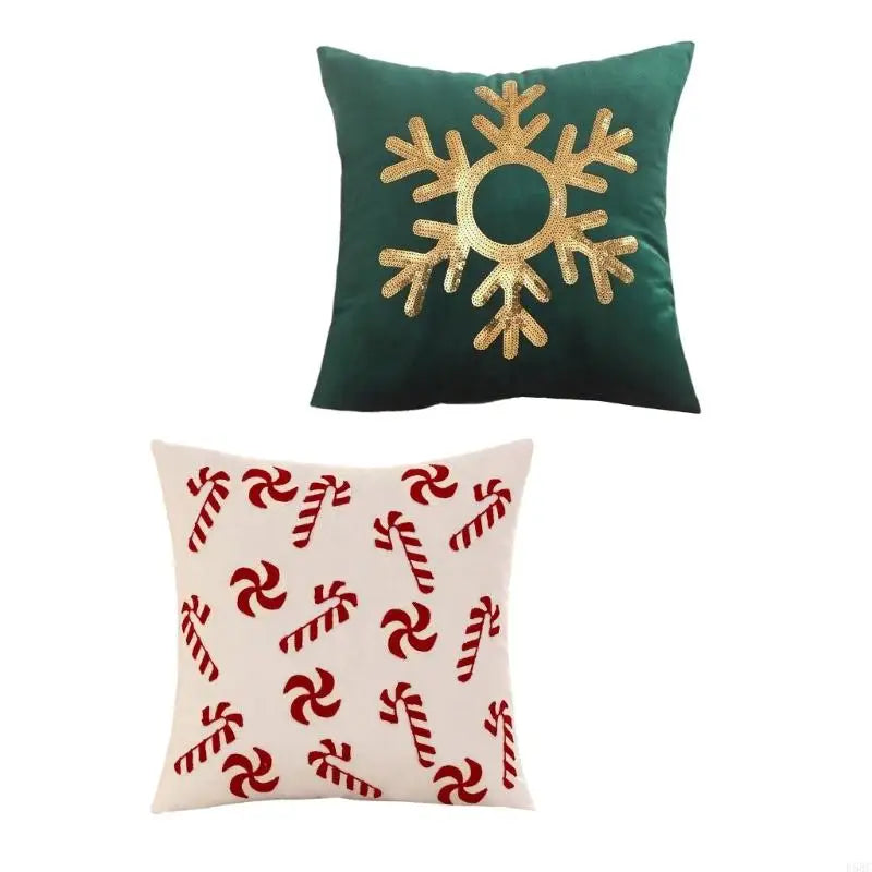 Decorative Velvets Cushion Cover Embroidered Snow Pattern Home