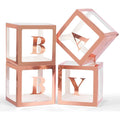 Baby Boxes with Letters for Baby Shower Transparent Balloon Box Blocks Birthday Party Gender Reveal Party Decorations 30/25cm Zpaxo Rose Gold 30cm