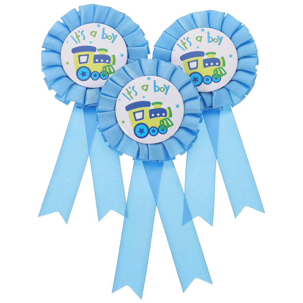 Stylish Chest Badge Decor Tinplate Metal Baby Shower Favors Parents