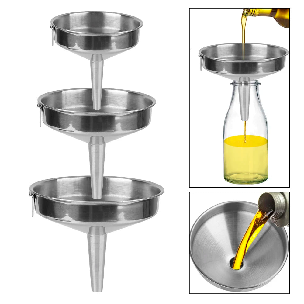 Wide Mouth Funnels For Canning Kitchen Tools Bar Wine Beer Oil Flask Funnel Stainless Steel Kitchen Accessories Metal Funnel Zpaxo