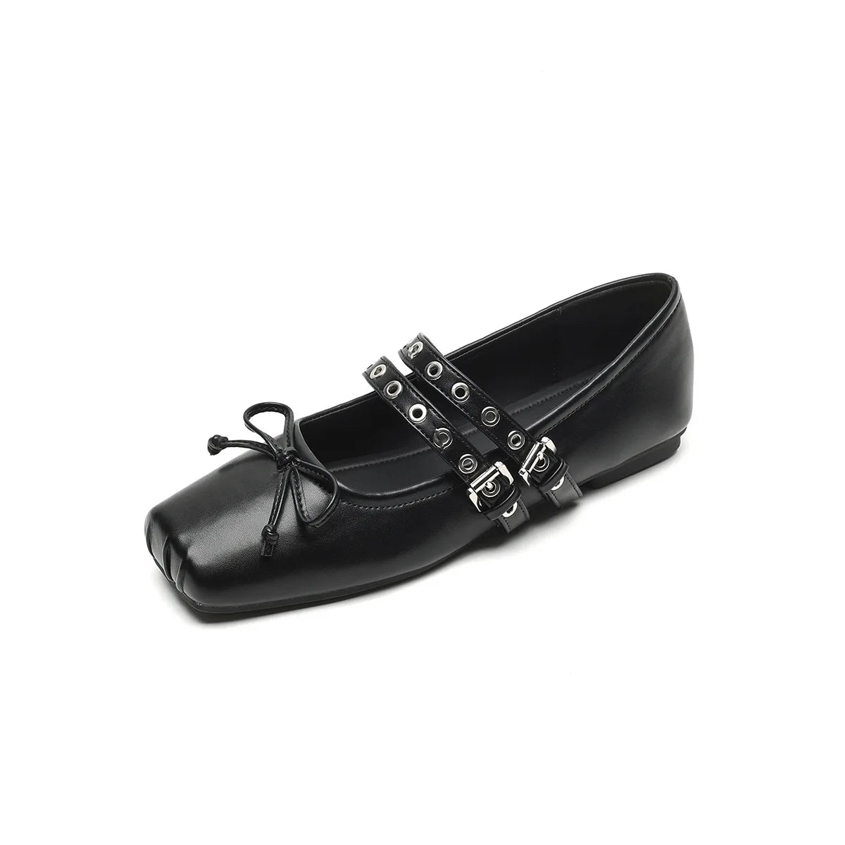 Flat Shoes for Women 2025 Spring and Autumn Square Toe Flat Bottomed Shallow Bow Ballet Shoes Mary Jane Plus Size Women's Shoes Zpaxo Black 43