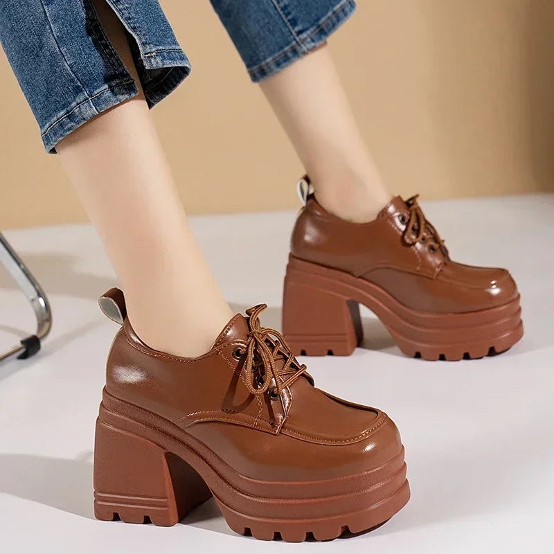 Lolita Shoes for Women Mary Jane New Lace Up Loafers Girls Students JK Uniform High Heels Platform Shoes Cosplay Female Shoes Zpaxo