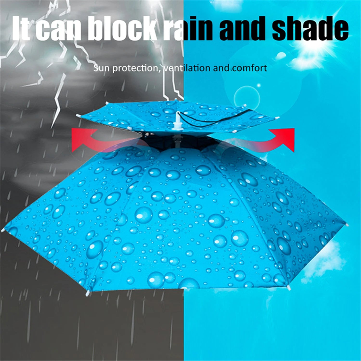 Rain Umbrella Hat Foldable Sun Shade Waterproof Fishing Headwear Cap Beach Head Hats Double-Layer UV Protection Sunscreen Zpaxo