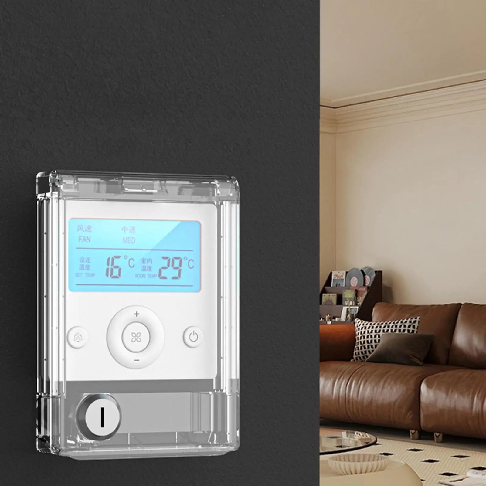 Switches Guard Cover Transparent Childproof Central Air Conditioning Controller Protector Splash Guard for Central Air Zpaxo
