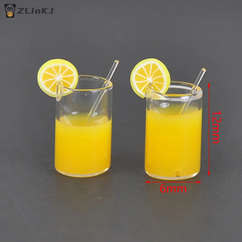 ▶2Pcs Mini Lemon Water Cup 1:12 Dollhouse Accessories Toy Zpaxo