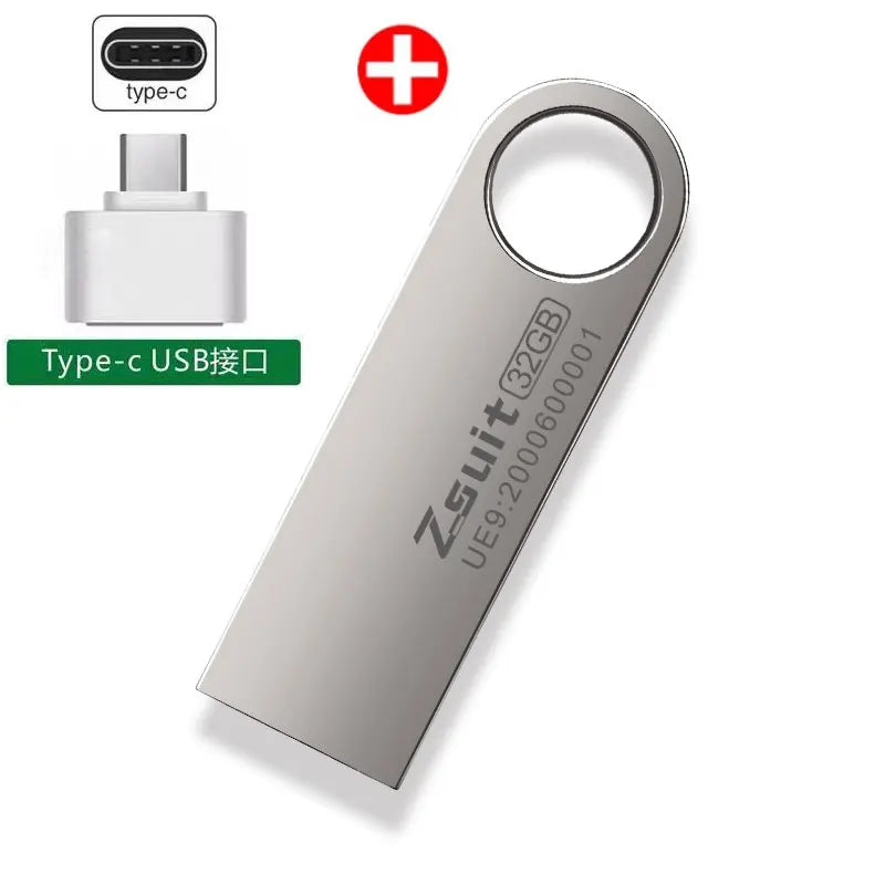 ZSUIT USB Stick Pen Drive Suspension Drive Usb Flash 32GB 64GB 128GB Memory Stick Metal Usb Flash Drive Laptop Usb U Disk 2.0 Zpaxo 256GB-10pcs usbtype-c