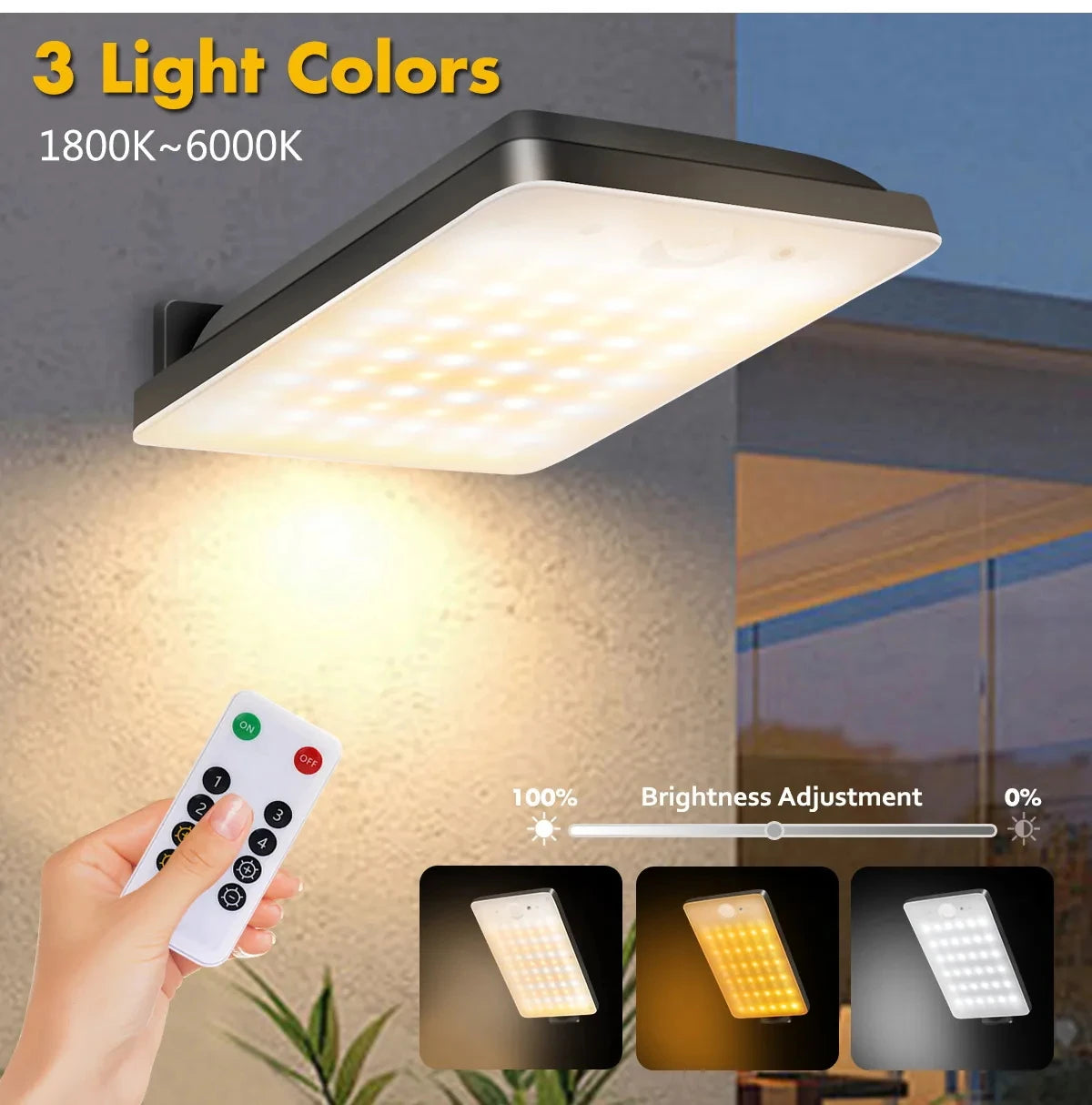 Bright Outdoor Sunights 6000mAh Large Battery Security Lamp Remote Zpaxo 1800k-6000k 1800k-6000k China Mainland