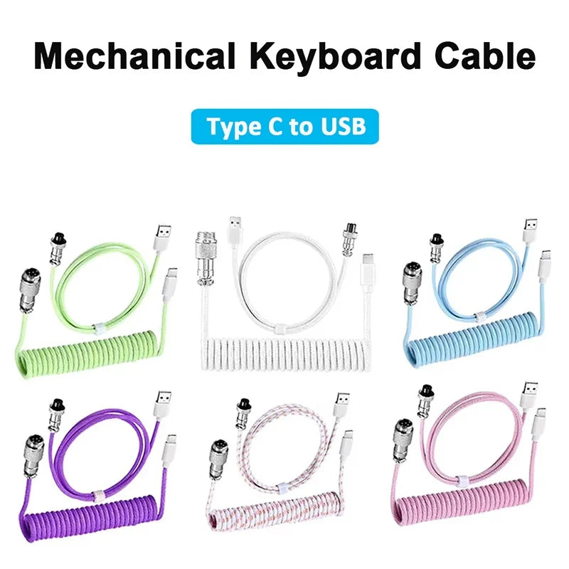 Mechanical Keyboard Coiled Cable Aviator Type-c USB Connector Zpaxo