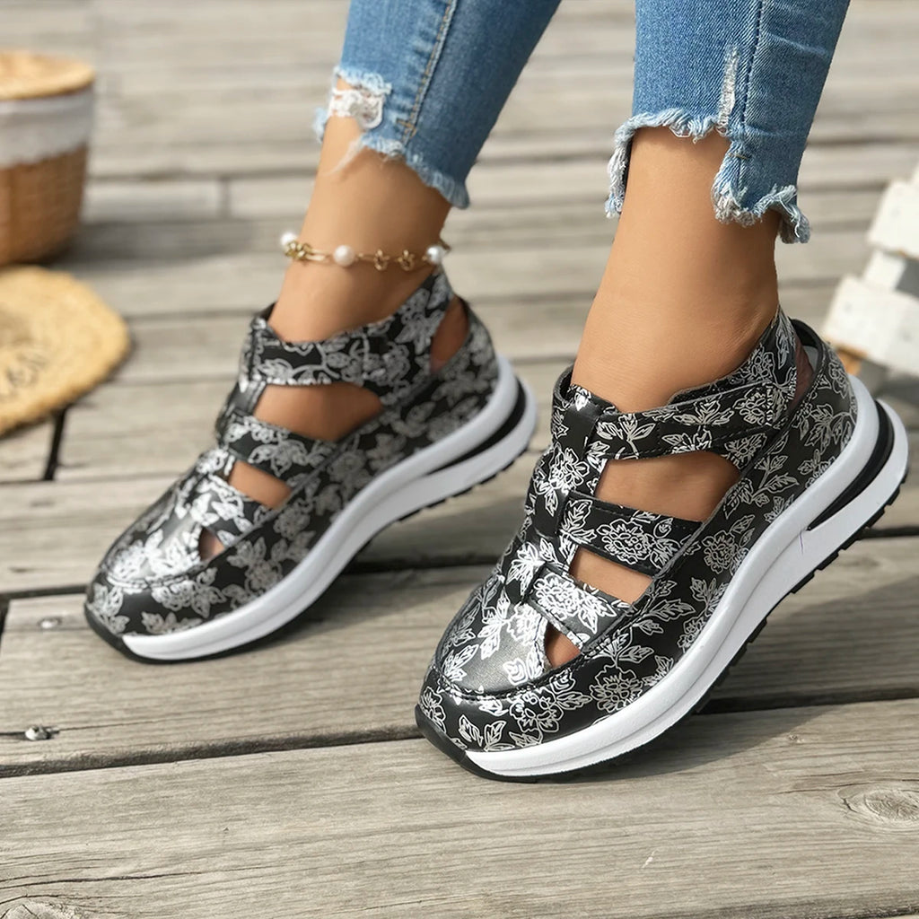 Women Flat Sandals Luxury Outdoor Platform Wedges Sneakers Slip Zpaxo black 36