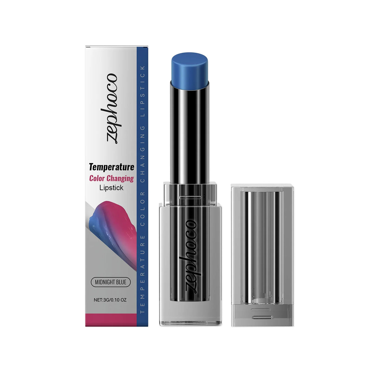 Obsidian Thermochromic Lipstick - Gentle, Moisturizing, Reduces Lip Lines, Protects and Softens Lips Zpaxo Midnight Blue
